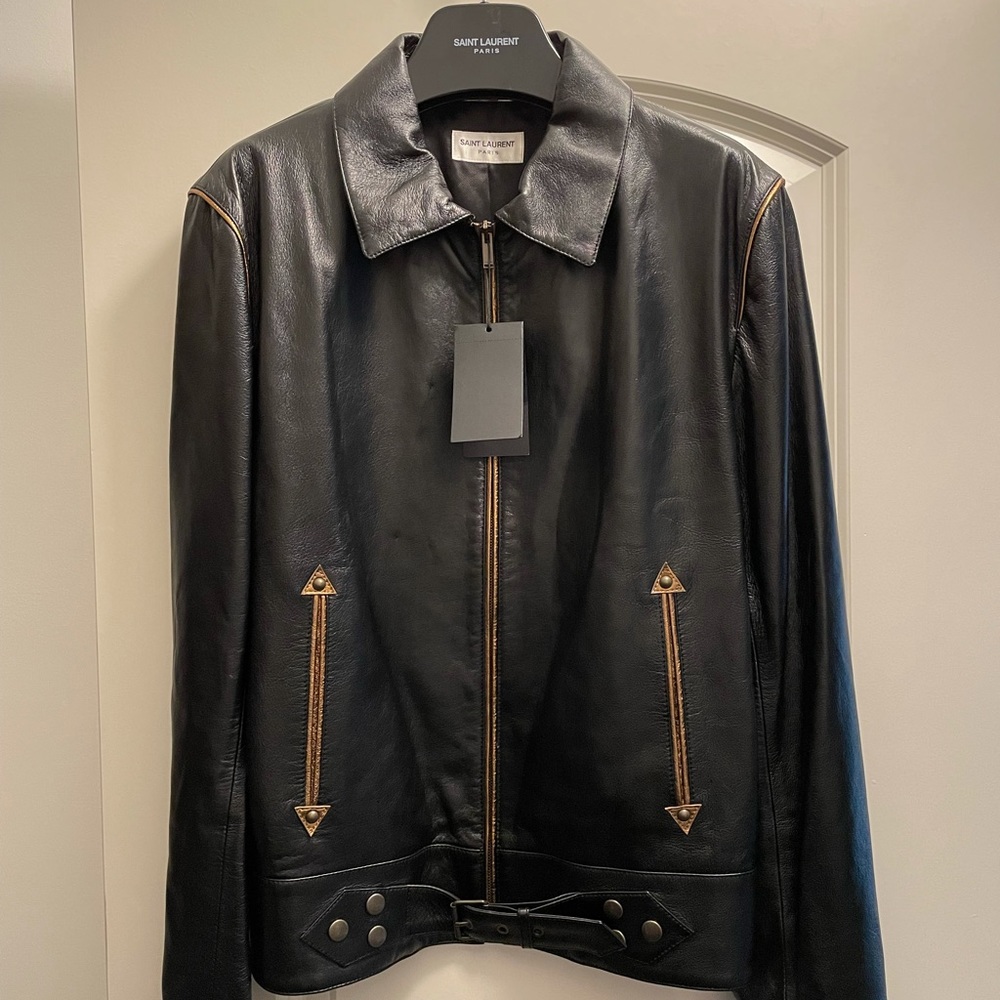 Saint Laurent leather jacket biker men’s